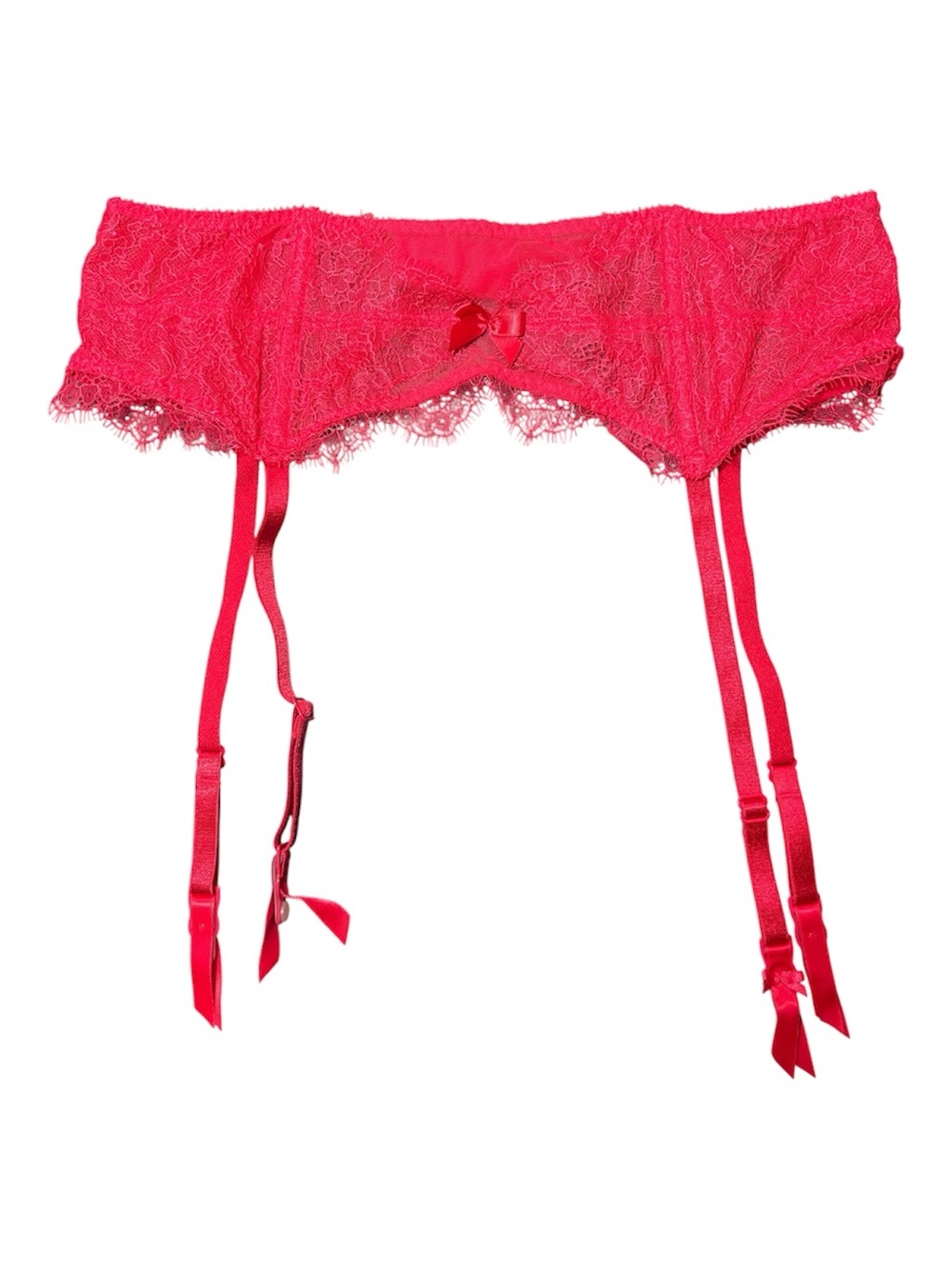 VICTORIA’S SECRET Red Lace Garter Belt with Bow Accent